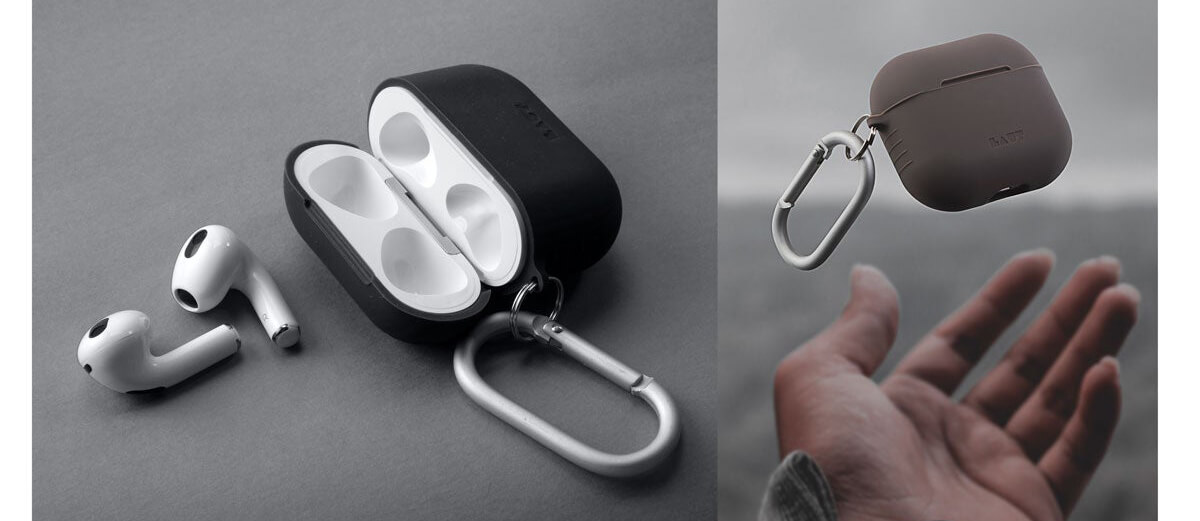 Новинка силиконовый чехол с карабином Laut POD Charcoal для AirPods 3