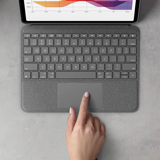 Чехол клавиатура с тачпадом Logitech Folio Touch Keyboard Oxford Grey для Apple iPad Air 5 M1 | 4 (2022 | 2020)