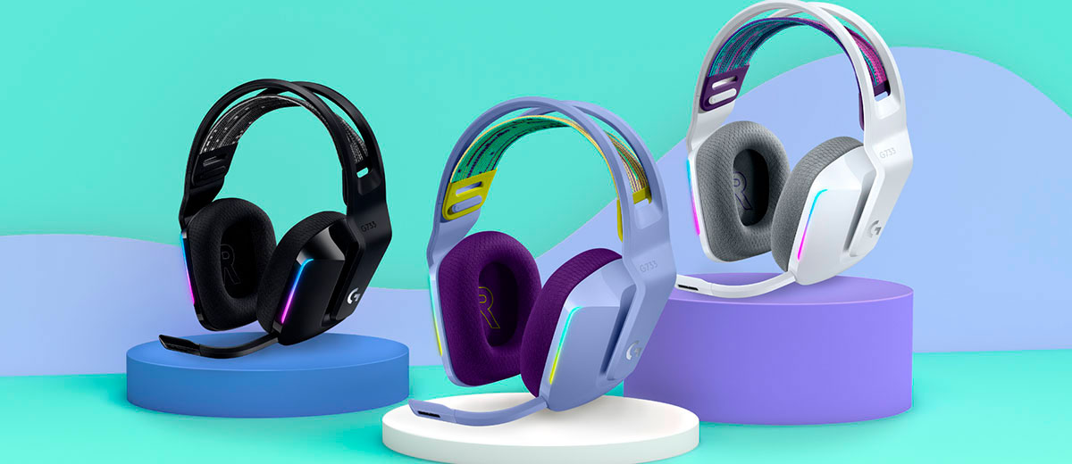 Универсальная беспроводная компьютерная гарнитура Logitech G733 LIGHTSPEED с RGB-подсветкой