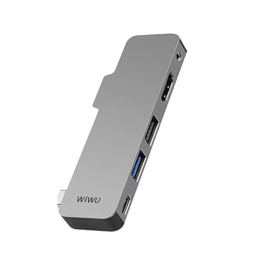Хаб USB-C для MacBook Pro/Air WIWU T5 (5 в 1) Gray