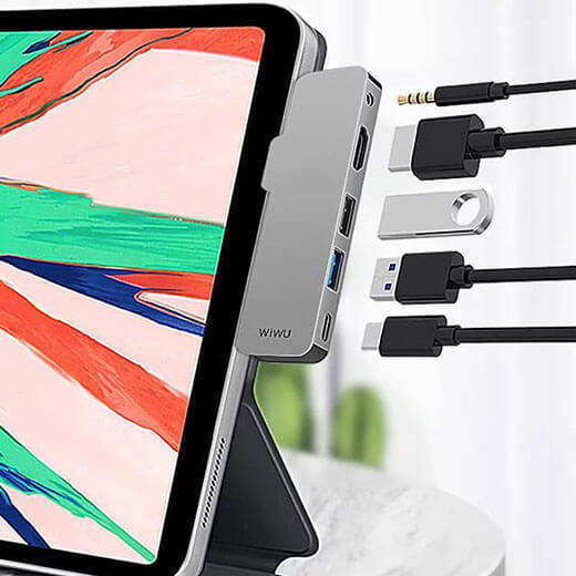 Хаб USB-C для MacBook Pro/Air WIWU T5 (5 в 1) Gray