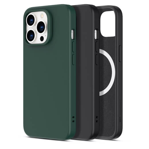 Черный силиконовый чехол MagSafe ESR Cloud Soft Series Liquid Silicone Case Cover with HaloLock Black для iPhone 13 