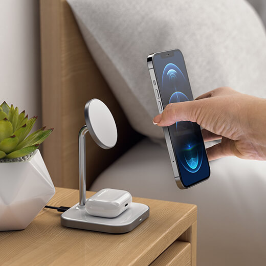 Док-станция MagSafe Satechi Aluminum 2 in 1 Magnetic Wireless Charging Stand для iPhone 12 | AirPods Pro