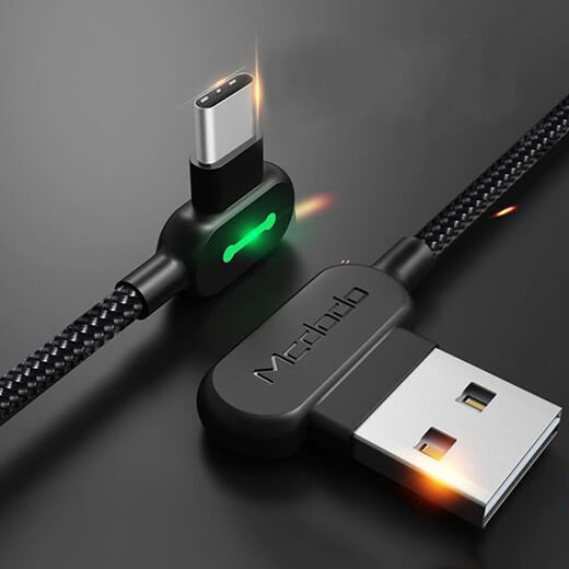 Зарядный кабель Mcdodo 90° Light Cable USB-A to USB-C с LED-индикацией 1.2m