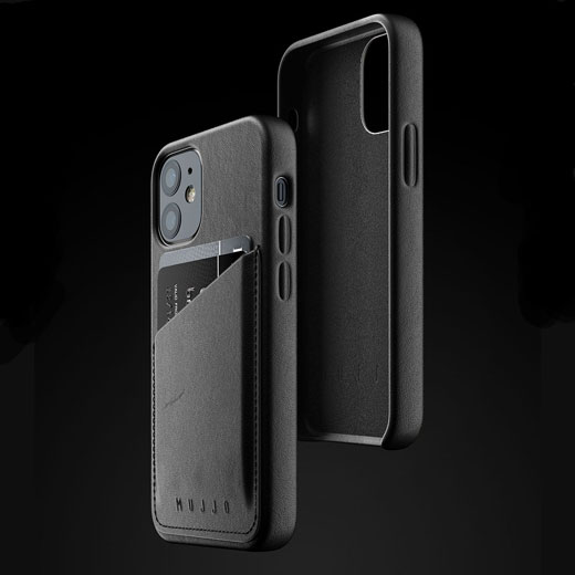 Кожаный чехол MUJJO Full Leather Wallet Case Black для iPhone 12 mini