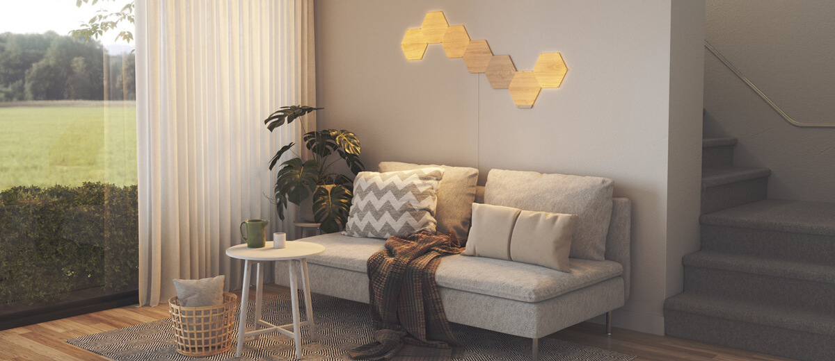 Додаткові модулі Nanoleaf Elements Wood Look Hexagons Starter Kit Apple HomeKit (3 модуля)