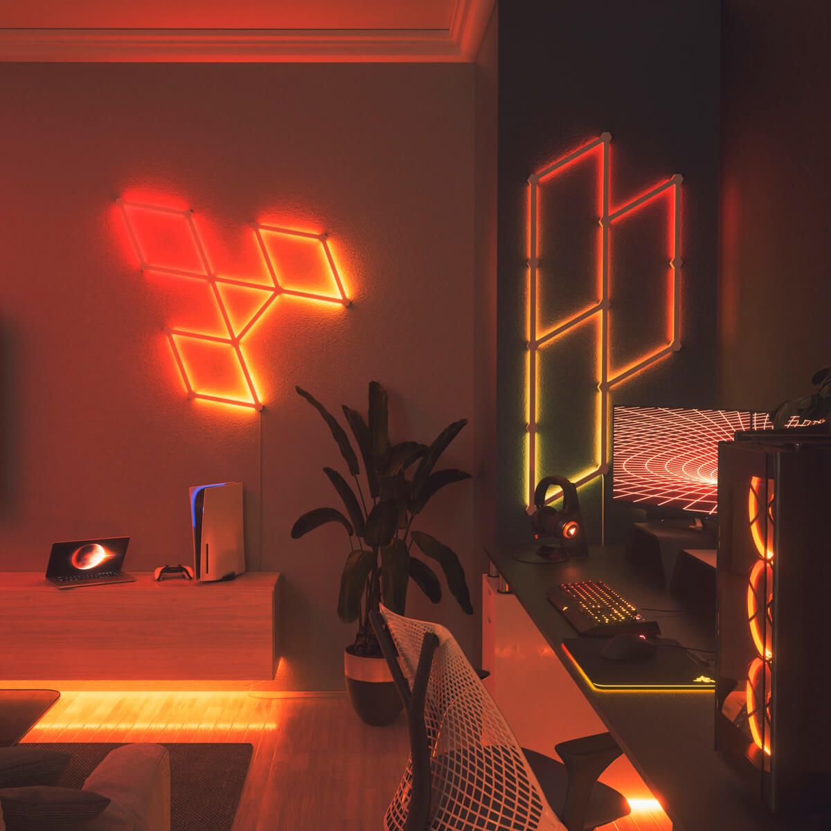 Новая умная система освещения Nanoleaf Lines Smarter Kit Apple HomeKit Multicolor (3 панели)