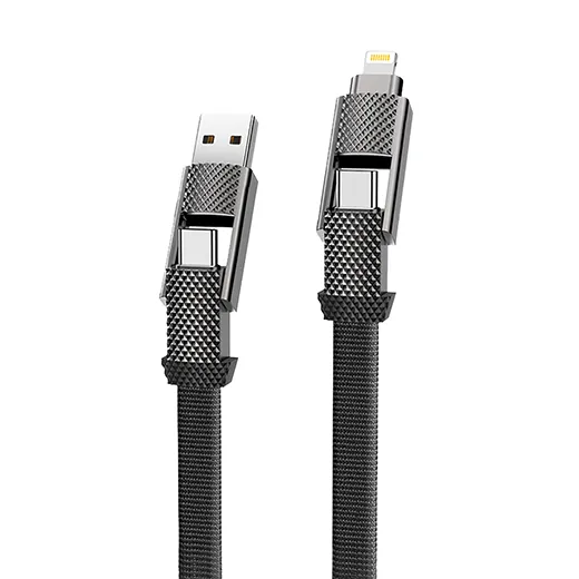Нейлоновый кабель 4-в-1 USB-C/Lightning 60W для быстрой зарядки 0.15m | iLoungeMax iCharge