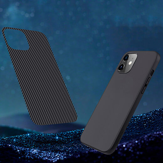 Черный силиконовый чехол Nillkin Synthetic Fiber для iPhone 12/12 Pro