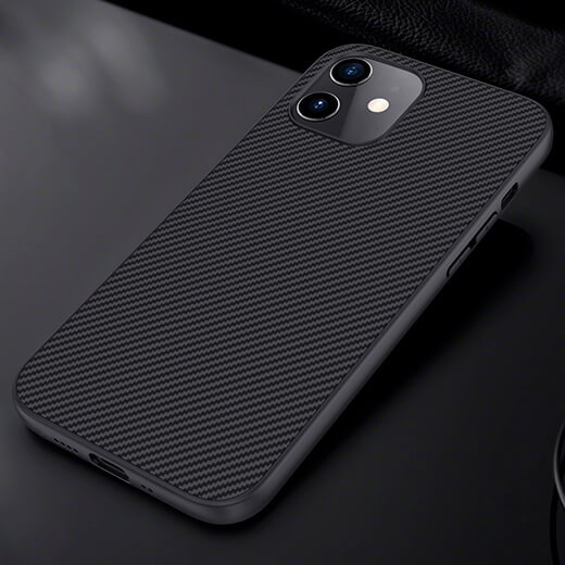 Черный силиконовый чехол Nillkin Synthetic Fiber для iPhone 12/12 Pro