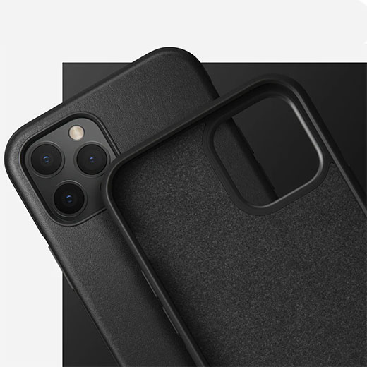 Черный кожаный чехол Nomad Rugged Case Horween Leather Black для iPhone 12 | 12 Pro
