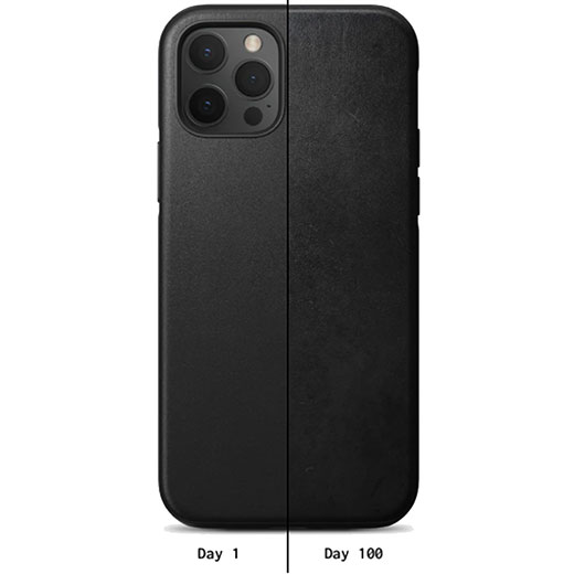 Черный кожаный чехол Nomad Rugged Case Horween Leather Black для iPhone 12 | 12 Pro