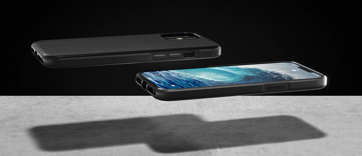 Чорний шкіряний чохол Nomad Rugged Case Horween Leather Black для iPhone 12 mini