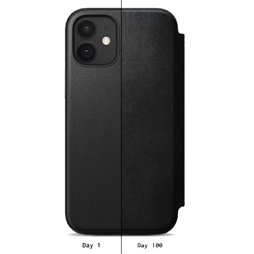 Кожаный чехол-книжка Nomad Rugged Folio Horween Leather Black для iPhone 12 mini