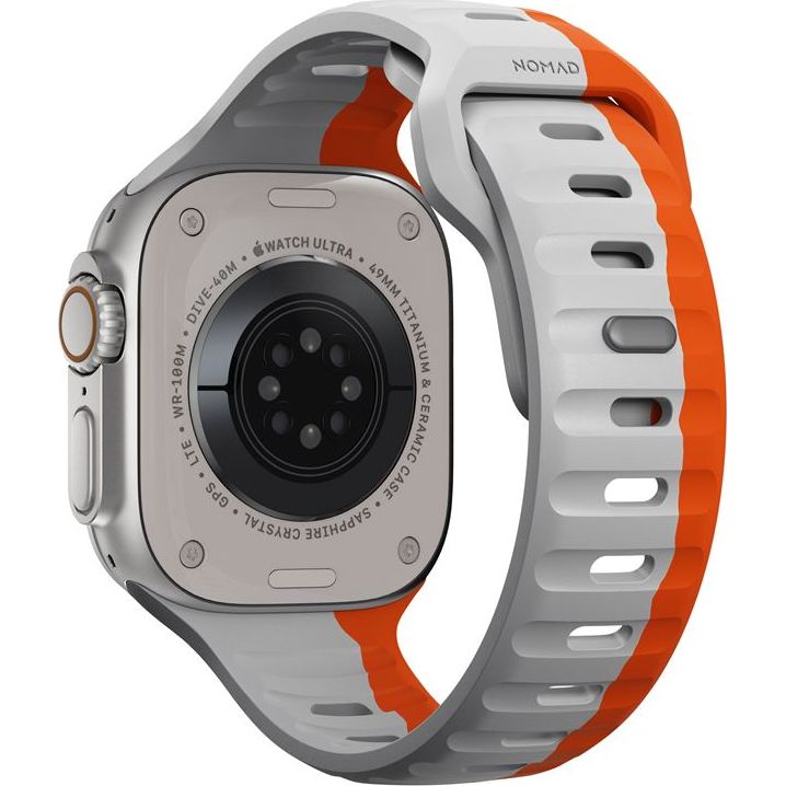 Спортивний ремінець бренду Nomad для Apple Watch 49/45/44/42mm, сіро-помаранчевий
