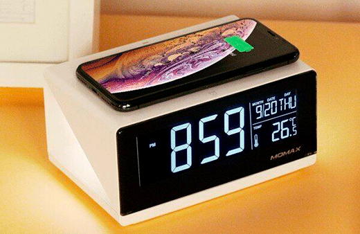Настільний годинник з бездротовою зарядкою Momax Q.Clock Digital Clock Wireless Charger