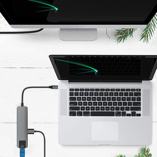 Багатофункціональний перехідник iLoungeMax 5 в 1 4K HDMI + Rj45 + USB 3.1 + USB-A + Type-C для MacBook
