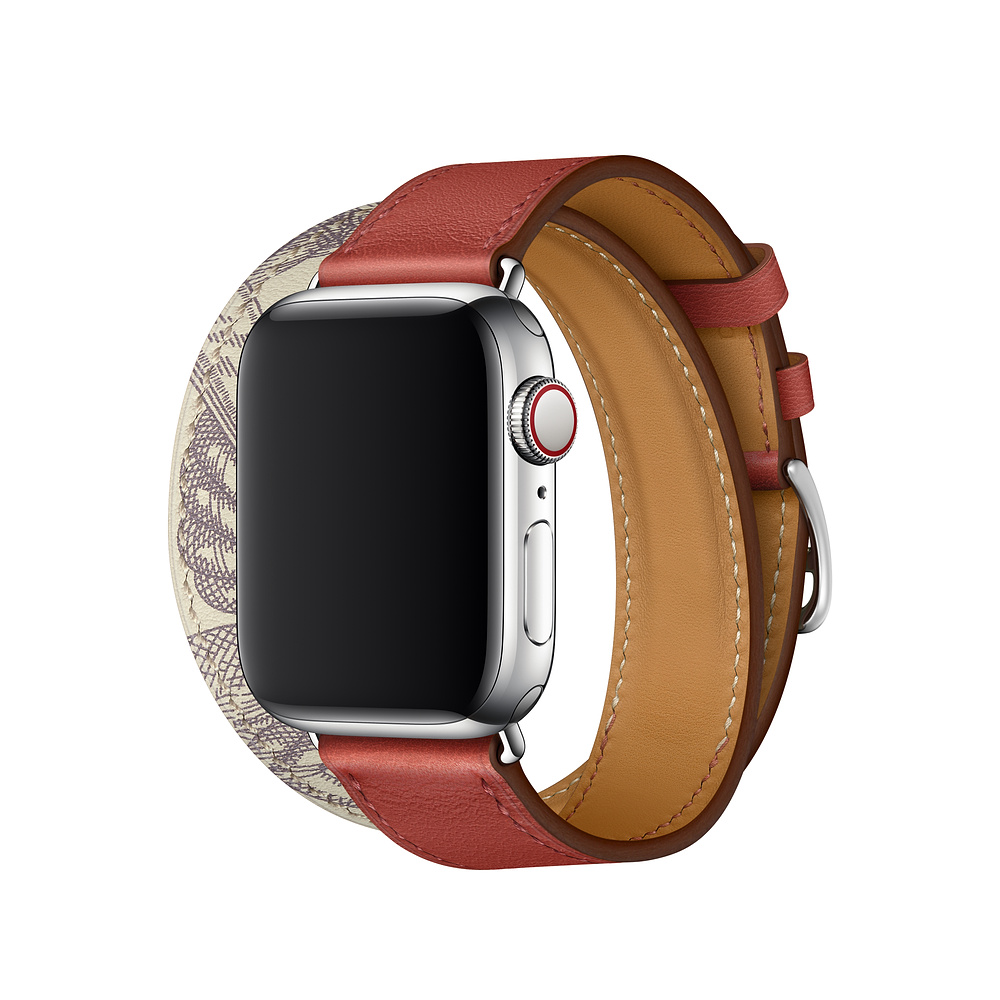 Ремешок iLoungeMax Hermès Leather Double Encre/Béton для Apple Watch 44mm/42mm Series SE/6/5/4/3/2/1 ОЕМ