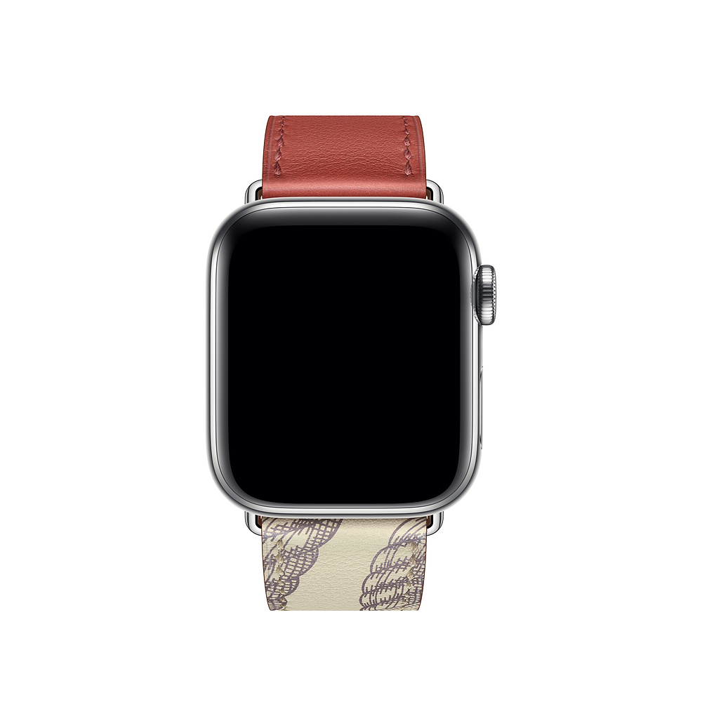 Ремешок iLoungeMax Hermès Leather Single Encre/Béton для Apple Watch 44mm/42mm Series SE/6/5/4/3/2/1 ОЕМ