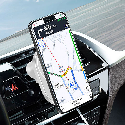 Магнитный автодержатель с беспроводной зарядкой iLoungeMax MagSafe Car Charger для iPhone 14 | 13 | 12 (без поддержки анимации)