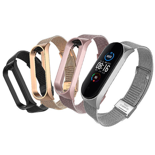 Металлический ремешок iLoungeMax Milanese Loop Black Silver для Xiaomi Mi Band 5