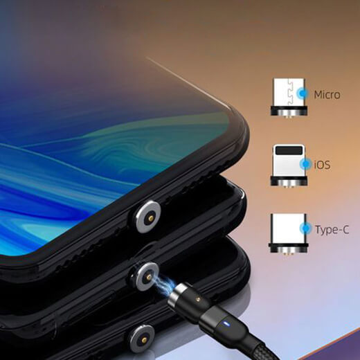 Зарядный магнитный кабель iLoungeMax Rotate Magnetic Cable Micro-USB/Type-C/Lightning 1m