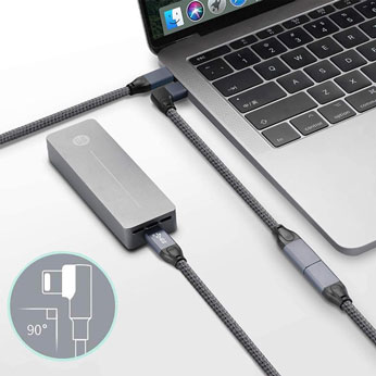 Угловой удлинительный кабель iLoungeMax USB Type-C USB-C 3.1 10Gbp/s 90° 1 м для MacBook | iPad
