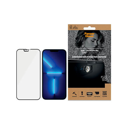 Ціни захисного скла PanzerGlass Case Friendly Swarovski CamSlider AB Black для iPhone 14 | 13 Pro