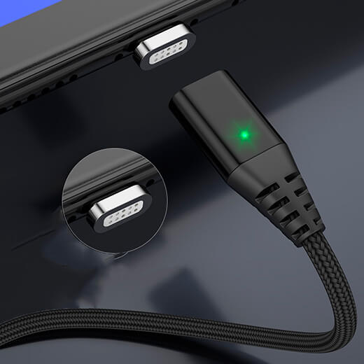 Магнітний кабель PZOZ / 1M + 3Plug для iPhone / Micro usb / Type-c Black