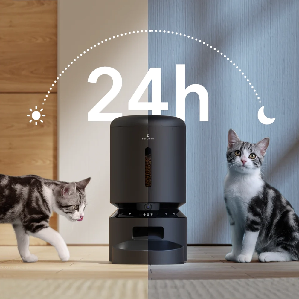 Розумна годівниця для собак і котів PETLIBRO Granary Feeder 5L Black з камерою спостереження та автоматичним дозатором корму