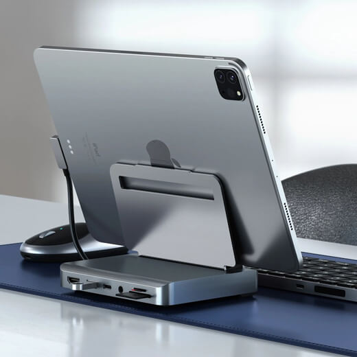 Оптимальный угол наклона и безопасность с хабом-подставкой Satechi Aluminum Stand & Hub Space Grey для iPad | MacBook
