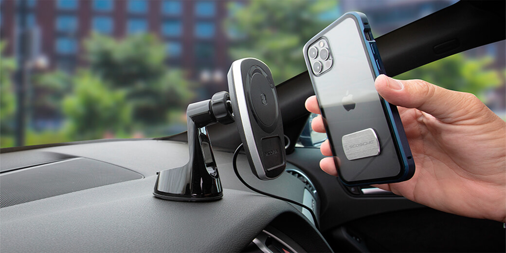 Прочное крепление у автомобильной зарядки Scosche MagicMount Pro Charge 4 для iPhone