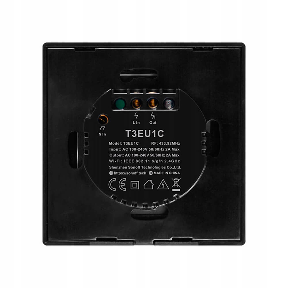 Чорний сенсорний вимикач Sonoff TX T3EU1C HomeKit