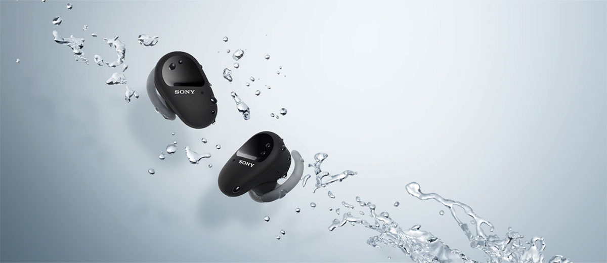 Бездротові bluetooth навушники Sony WF-SP800N Truly Wireless Noise-Canceling Headphones for Sports Black