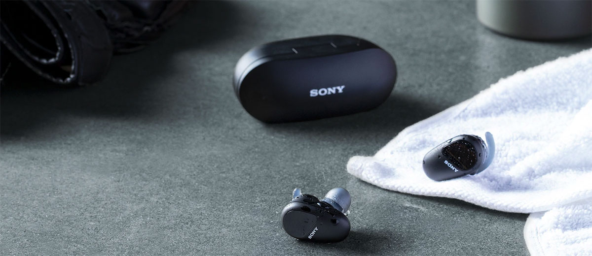 Беспроводные Bluetooth наушники Sony WF-SP800N Truly Wireless Noise-Canceling Headphones for Sports Black