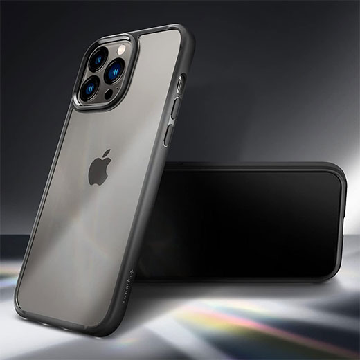 Защитный чехол Spigen Crystal Hybrid Matte Black для iPhone 13 Pro Max выполнен по гибридной технологии