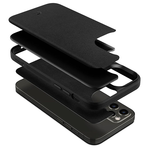 Черный кожаный чехол CYRILL Leather Brick - Black для iPhone 12 | 12 Pro