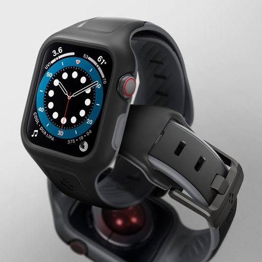 Черный противоударный чехол-ремешок Spigen Liquid Air Pro для Apple Watch 40mm SE 2 | SE | 6 | 5 | 4