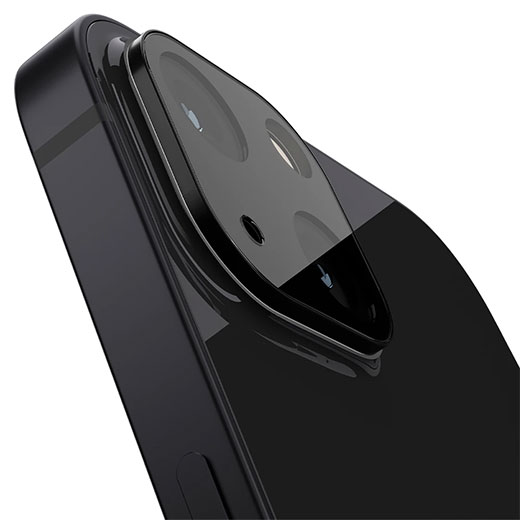 Защитное стекло на камеру Spigen Optik Lens Protector Black для iPhone 13 Pro | 13 Pro Max (2 шт.) оснащено олеофобным покрытием