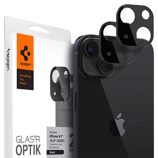 Защитное стекло на камеру Spigen Optik Lens Protector Black для iPhone 13 Pro | 13 Pro Max (2 шт.) — это закаленная защита