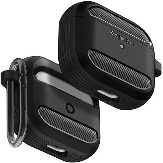 Противоударный чехол с карабином Spigen Rugged Armor Matte Black для AirPods 3 цена