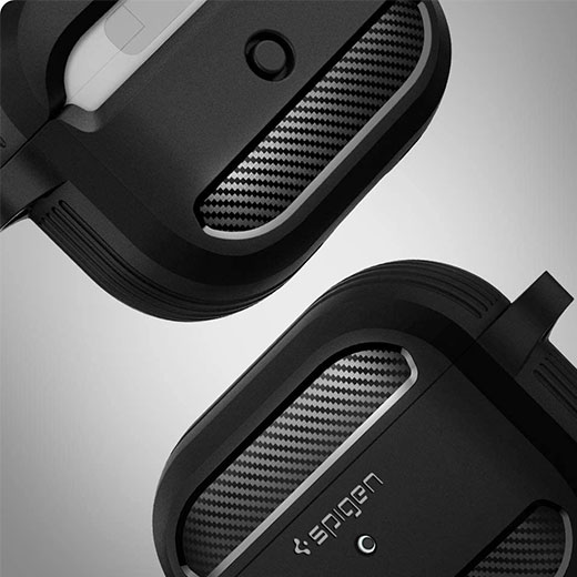 Противоударный чехол с карабином Spigen Rugged Armor Matte Black для AirPods 3 обзор