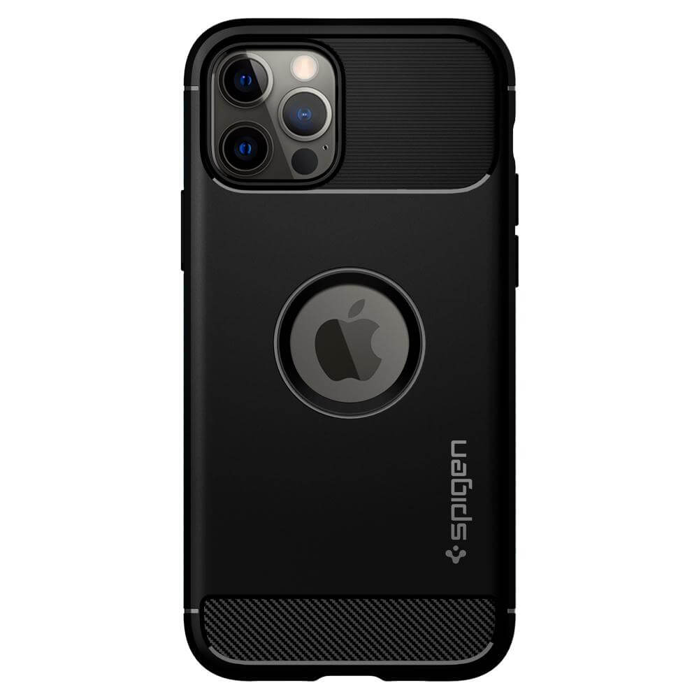Чорний силіконовий чохол Spigen Rugged Armor для iPhone 12