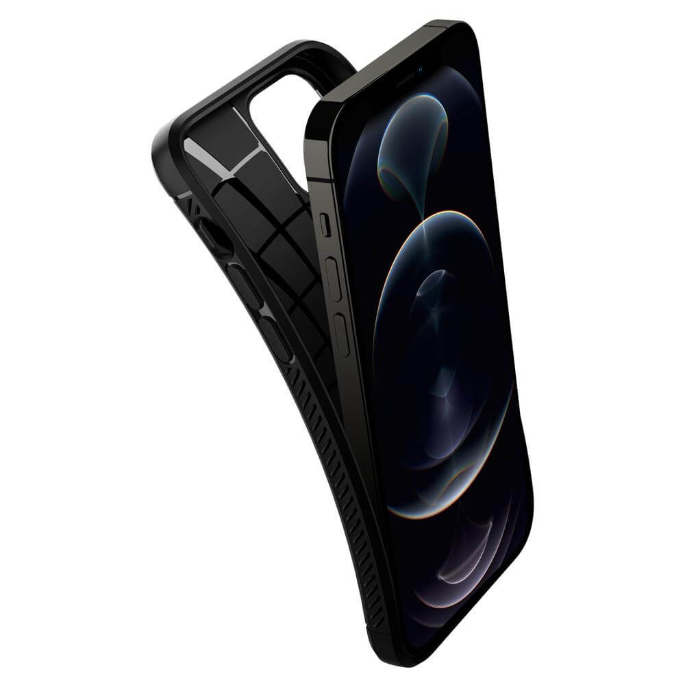 Чорний силіконовий чохол Spigen Rugged Armor для iPhone 12