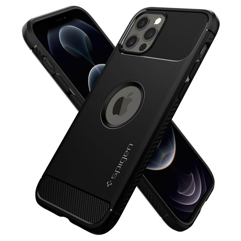 Чорний силіконовий чохол Spigen Rugged Armor для iPhone 12