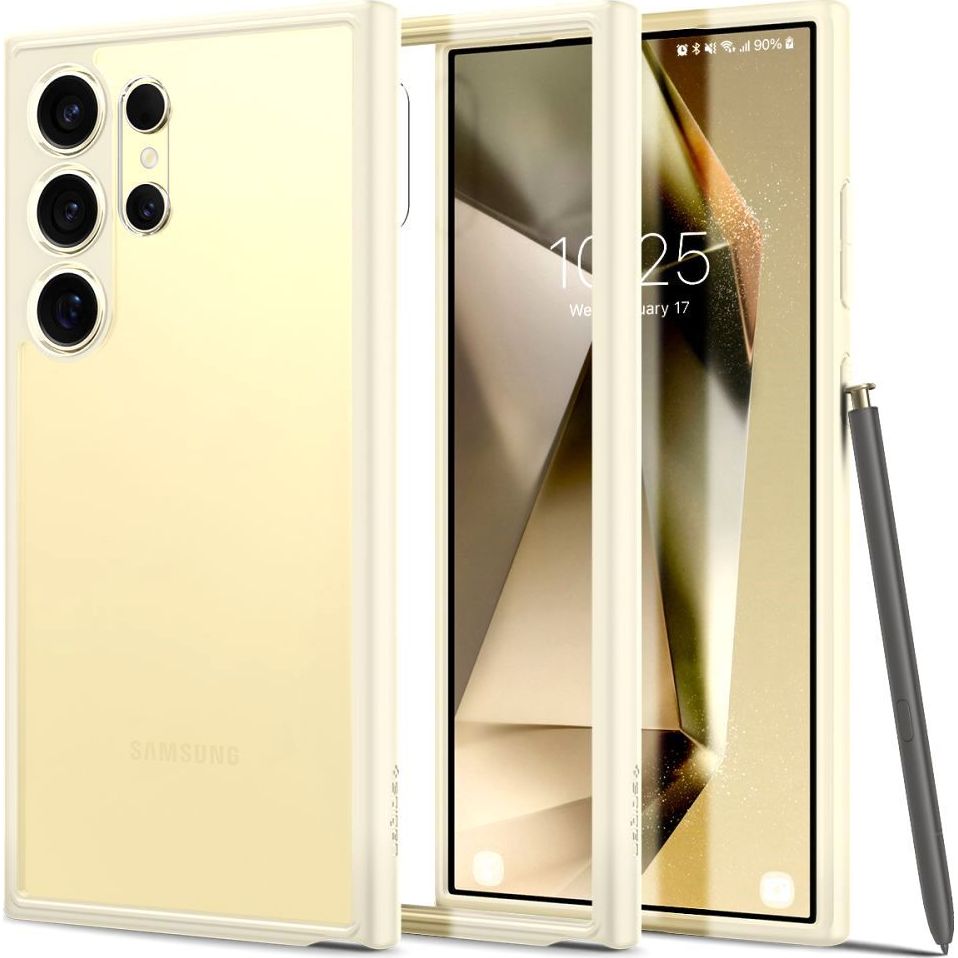 Прозорий чохол з бежевою рамкою для Galaxy S24 Ultra