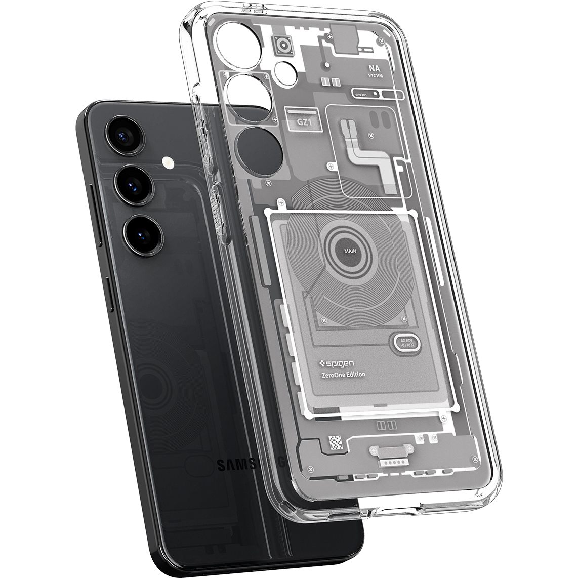 Чохол Spigen Ultra Hybrid для Galaxy S24, біло-сірий з малюнком