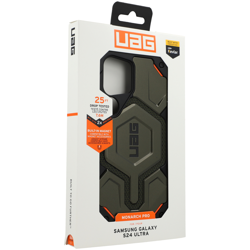 Чохол Urban Armor Gear Monarch Pro MagSafe для Samsung Galaxy S24 Ultra, оливковий з кевларом