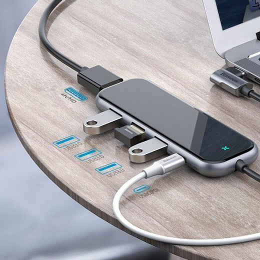 USB-C Хаб Baseus Mirror Multi-functional 5 в 1 USB Type-C to USB 3.0 x3 | HDMI 4K | PD для MacBook | iPad