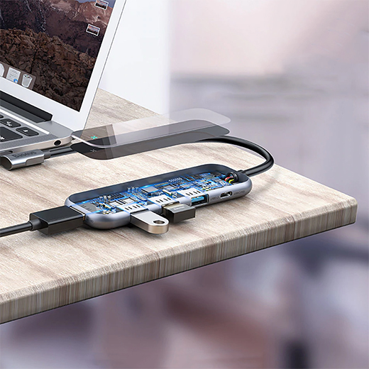 USB-C Хаб Baseus Mirror Multi-functional 5 в 1 USB Type-C to USB 3.0 x3 | HDMI 4K | PD для MacBook | iPad